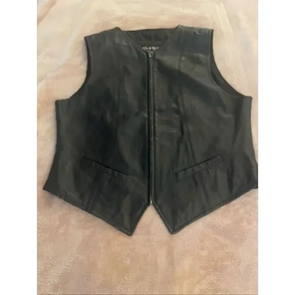 Wilsons The Leather Experts Sleeveless Vest Full Zip L Black Moto - Picture 11 of 11